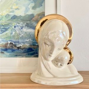 Vintage 1950’s Ceramic Iridescent Lustreware Madonna and Child Sculpture